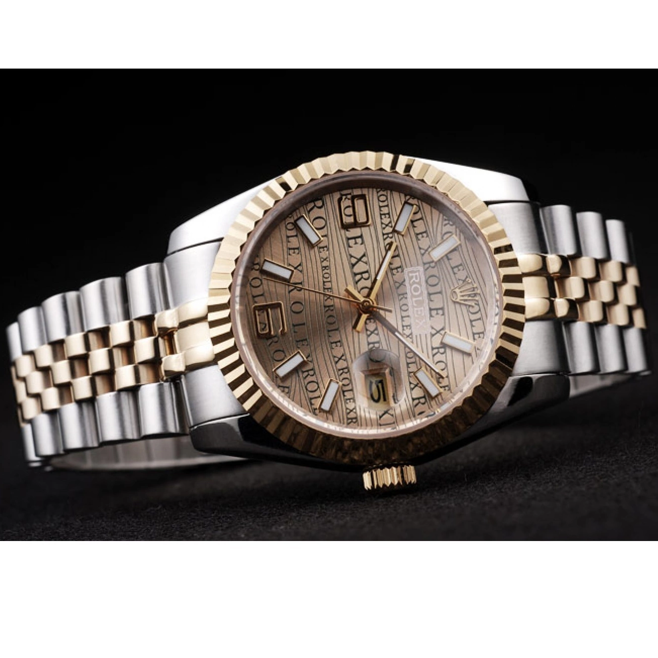 MiroTime 0714 Rolex DateJust Two Tone Stainless Steel 18k Gold PlatedGold Dial